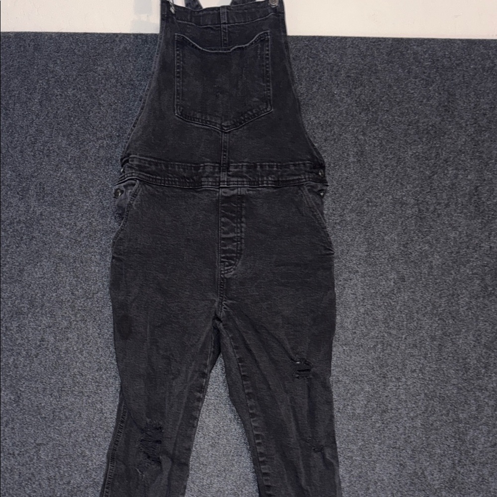 Old Navy Black Distressed  Denim Overalls 14